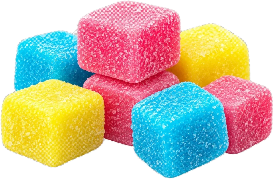 شكل علكة مكعبات من العلكة والحلوى